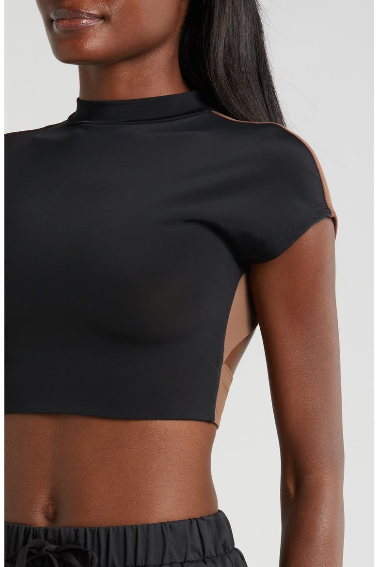GNO Crop Open Back T-Shirt, Alternate, color, BLACK