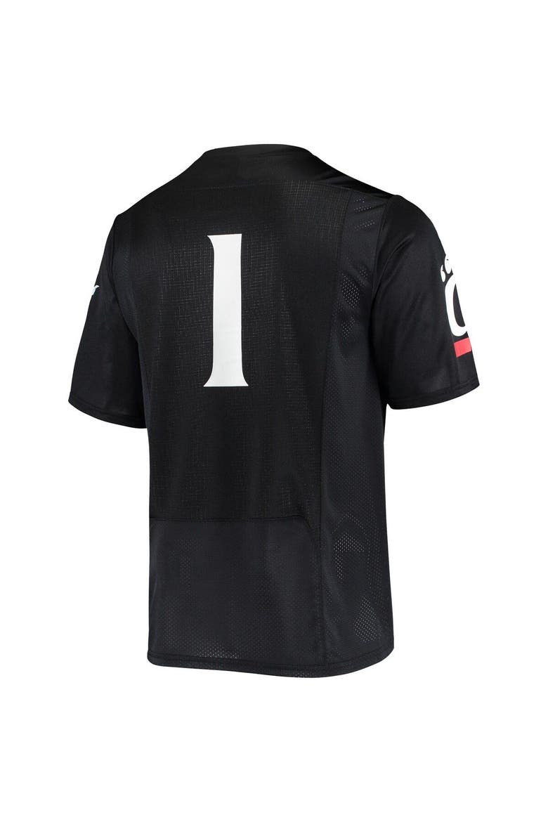 Men's Under Armour #1 Black Cincinnati Bearcats Logo Replica Football Jersey, Alternate, color, Black