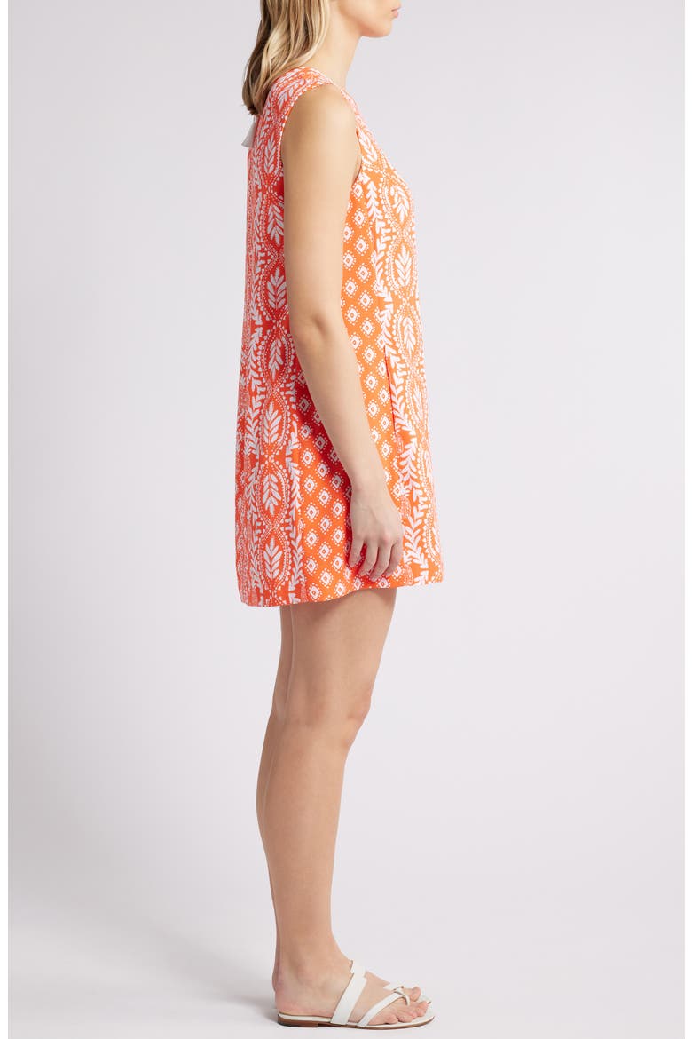 Edita Print Sleeveless Shift Minidress, Alternate, color, FLAMINGO FEATHER DRESS