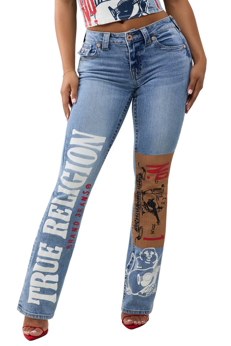 Becca Print Mid Rise Bootcut Jeans, Main, color, MEDIUM WASH