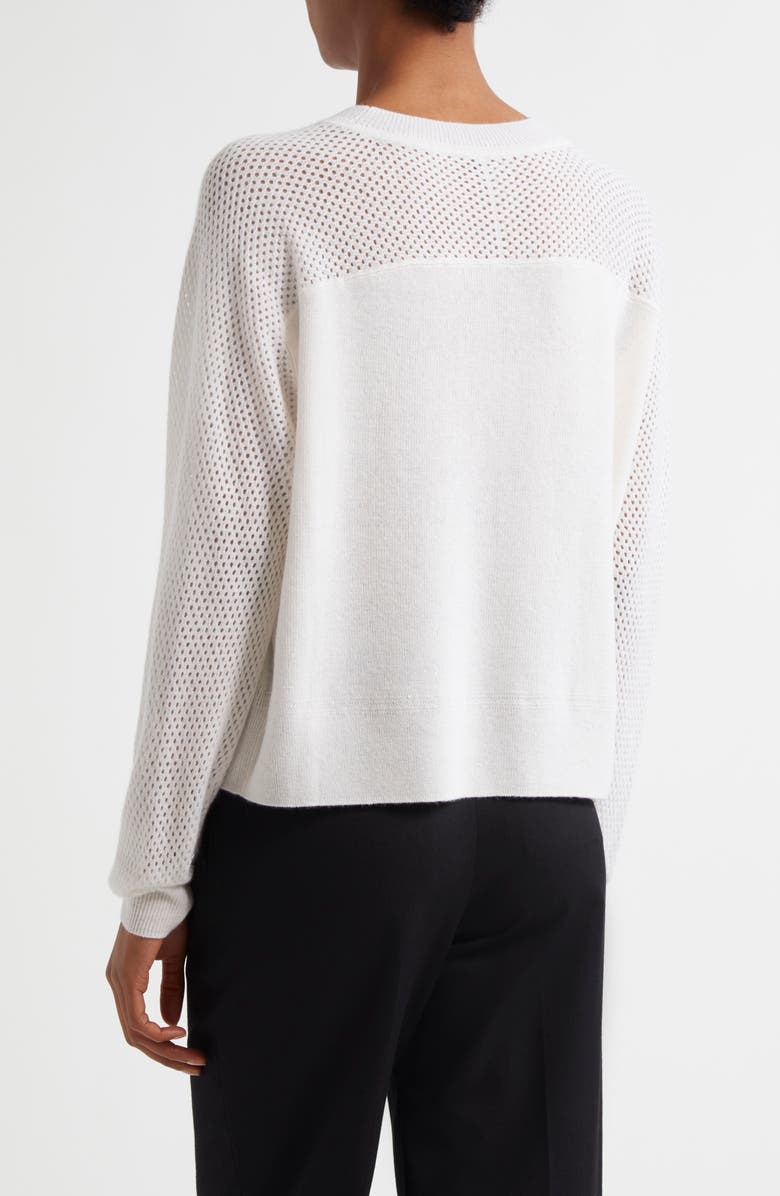 MARGARET O'LEARY Lotta Pointelle Accent Cashmere & Linen Crewneck Sweater, Alternate, color, 