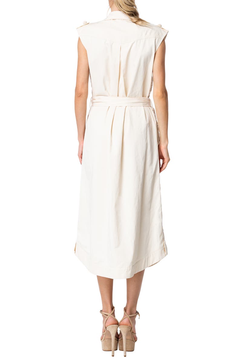 CIEBON Amber Crochet Inset Sleeveless Tie Belt Cotton Blend Shirtdress, Alternate, color, Cream