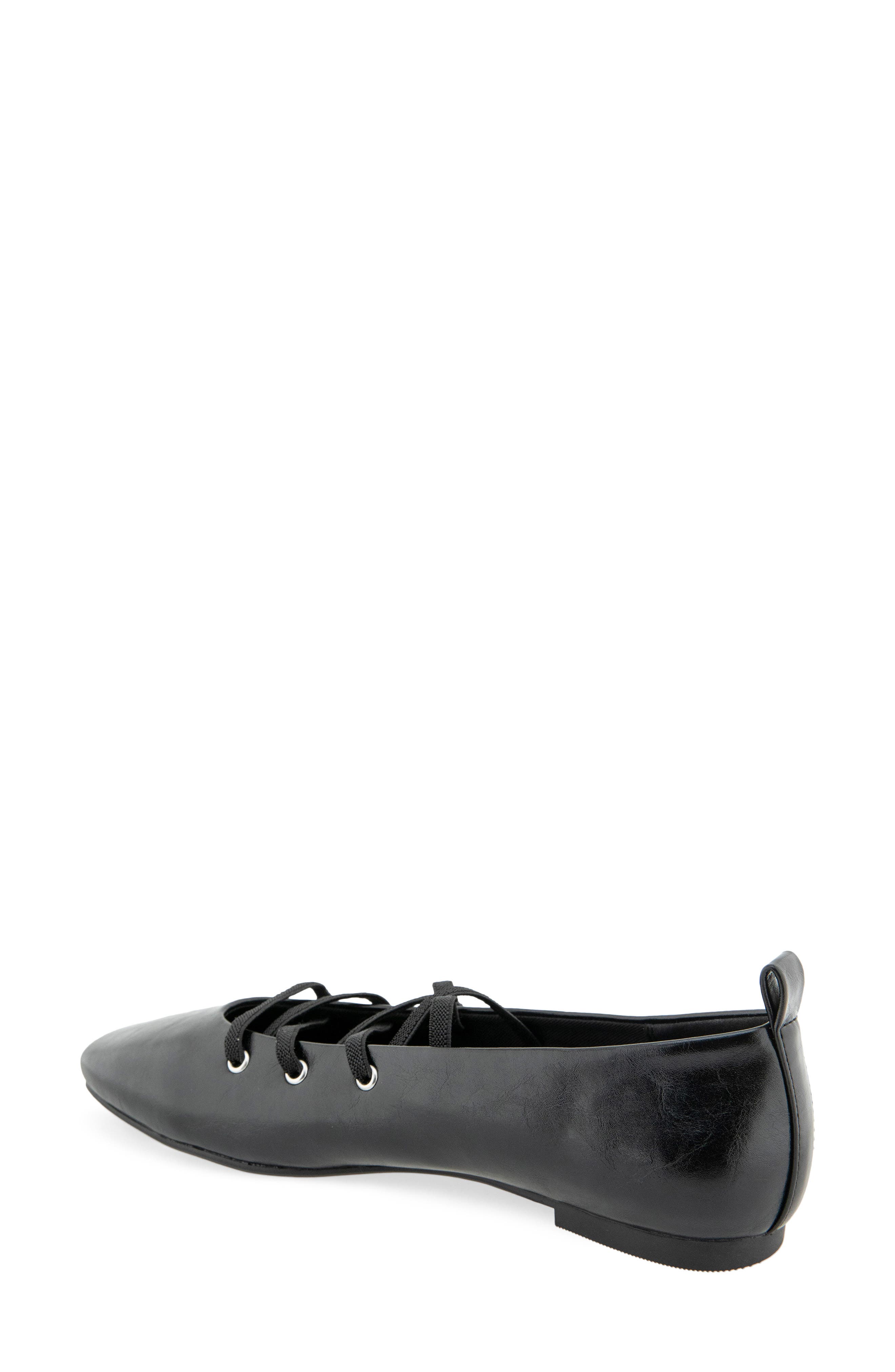 Maxima Lace-Up Flat, Alternate, color, BLACK