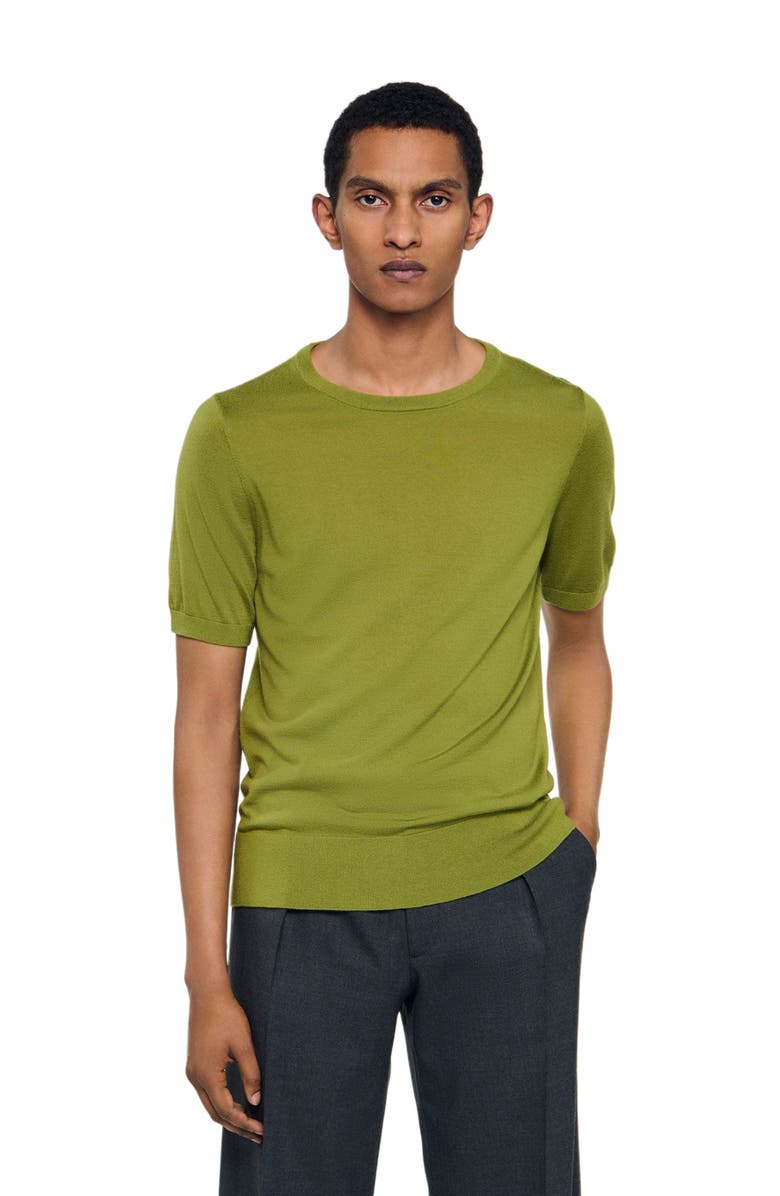SANDRO Flowing knit T-shirt, Alternate, color, Super Grass