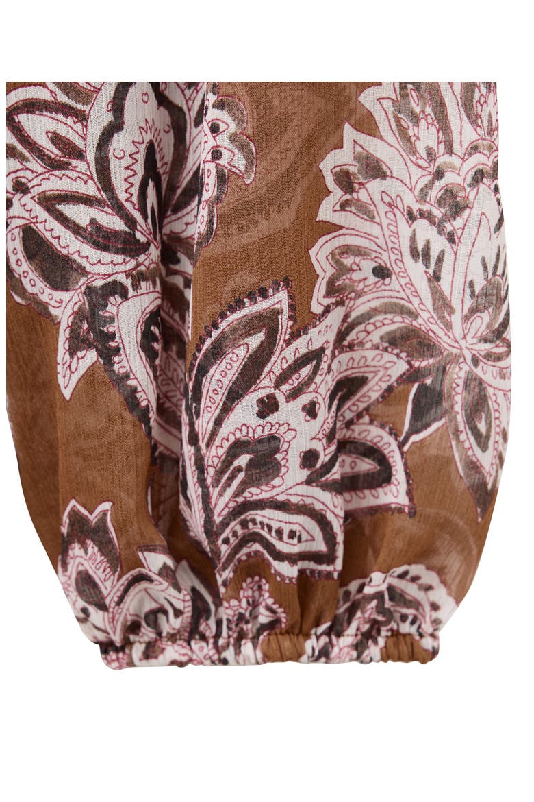 Print Gathered Long Sleeve Minidress, Alternate, color, BURNT ORANGE