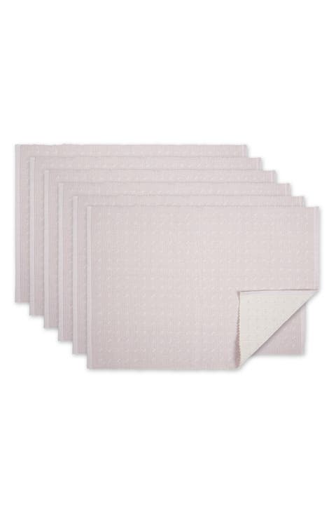 Lavender Fog Dobby Dot Rib Set of 4 Placemats