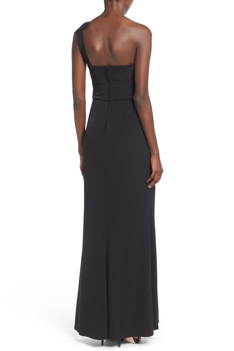 'Kelly' One-Shoulder Gown, Alternate, color, BLACK