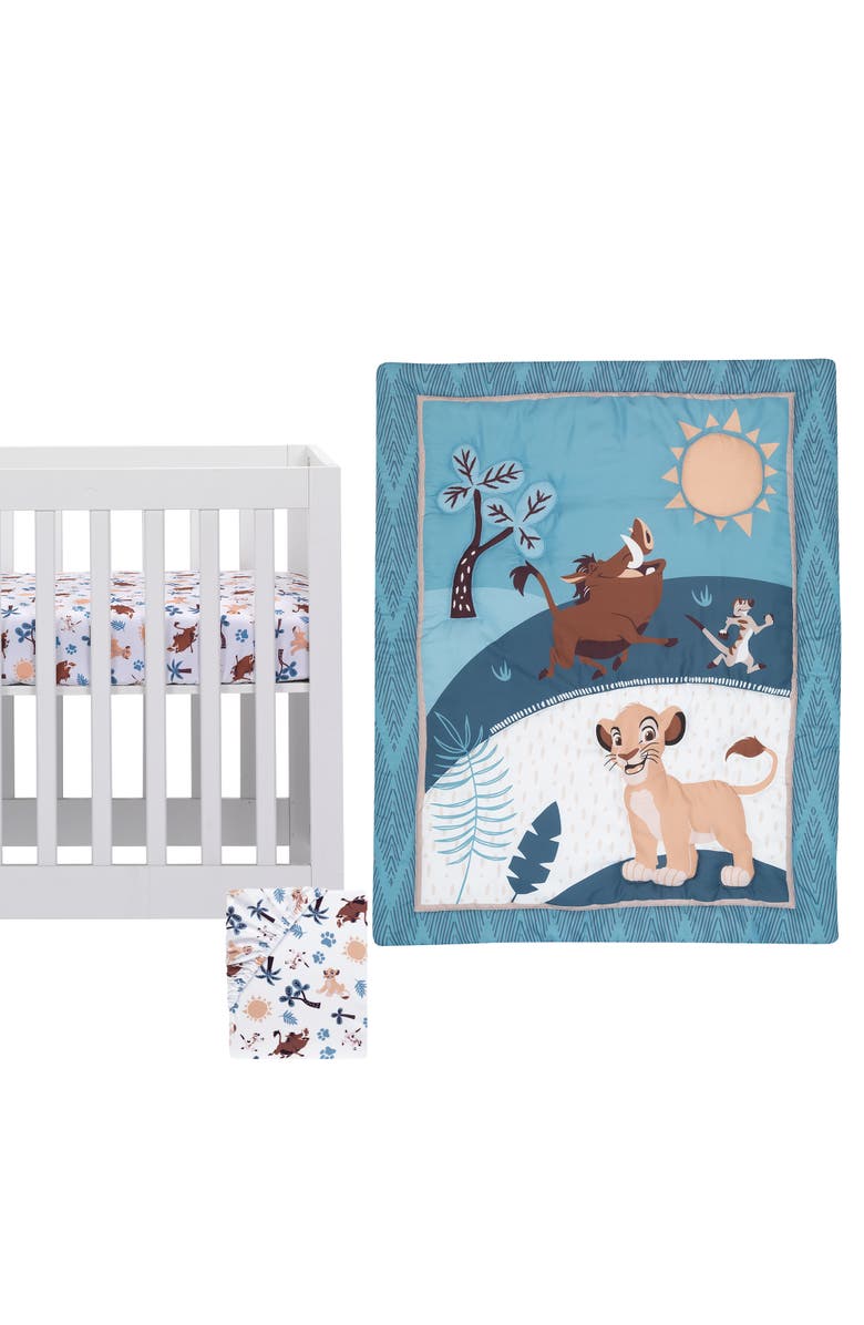 Lambs & Ivy Disney Baby Lion King Adventure 3-Piece Mini Crib Bedding Set, Main, color, Blue