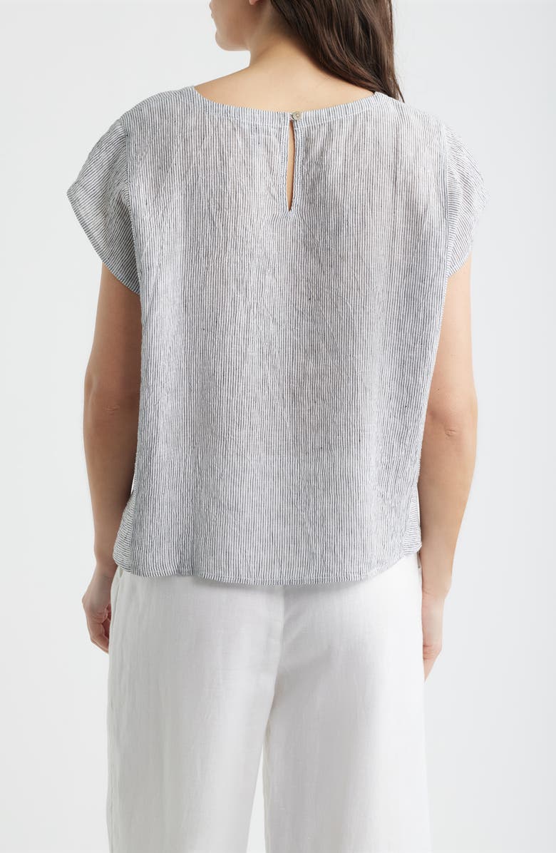 Eileen Fisher Organic Linen Square Top, Alternate, color, White/ Black
