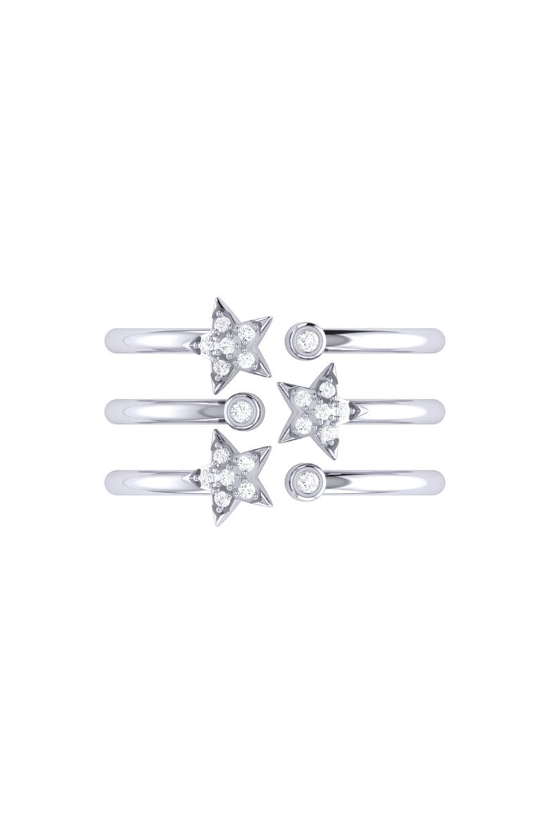Dazzling Star Bezel Trio Sterling Silver Diamond Ring, Alternate, color, Silver