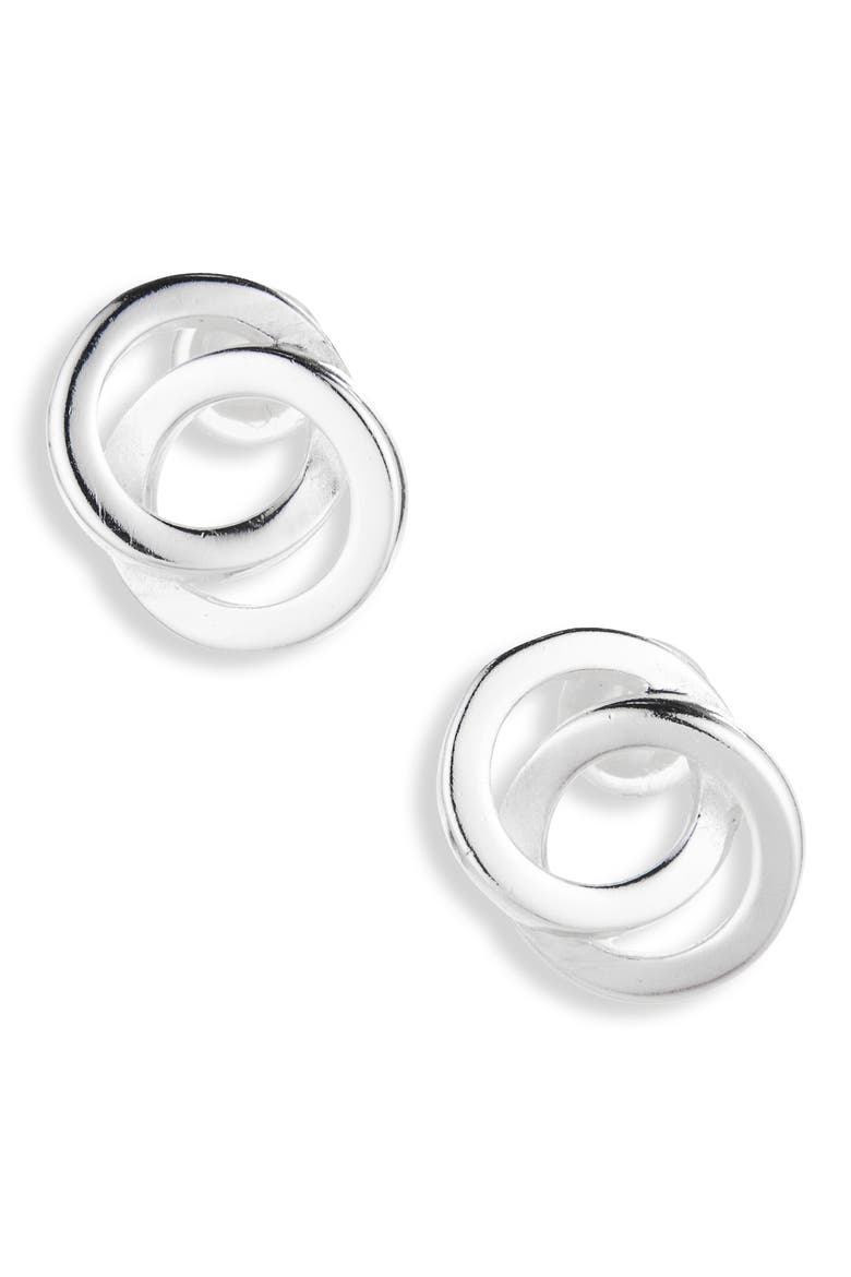 Interlocking Circles Stud Earrings, Main, color, SILVER
