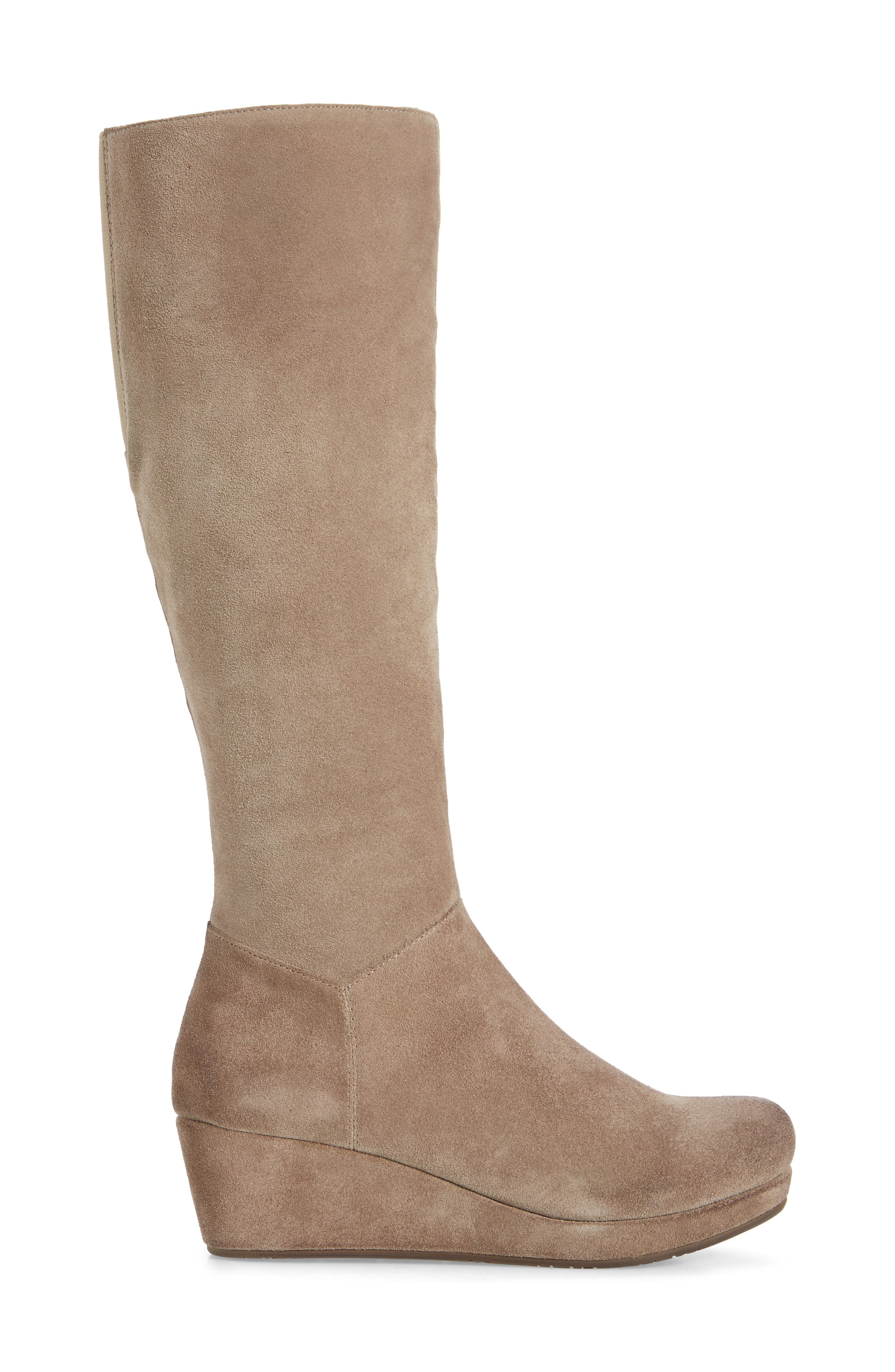 Yiga Knee High Wedge Boot, Alternate, color, TAUPE SUEDE