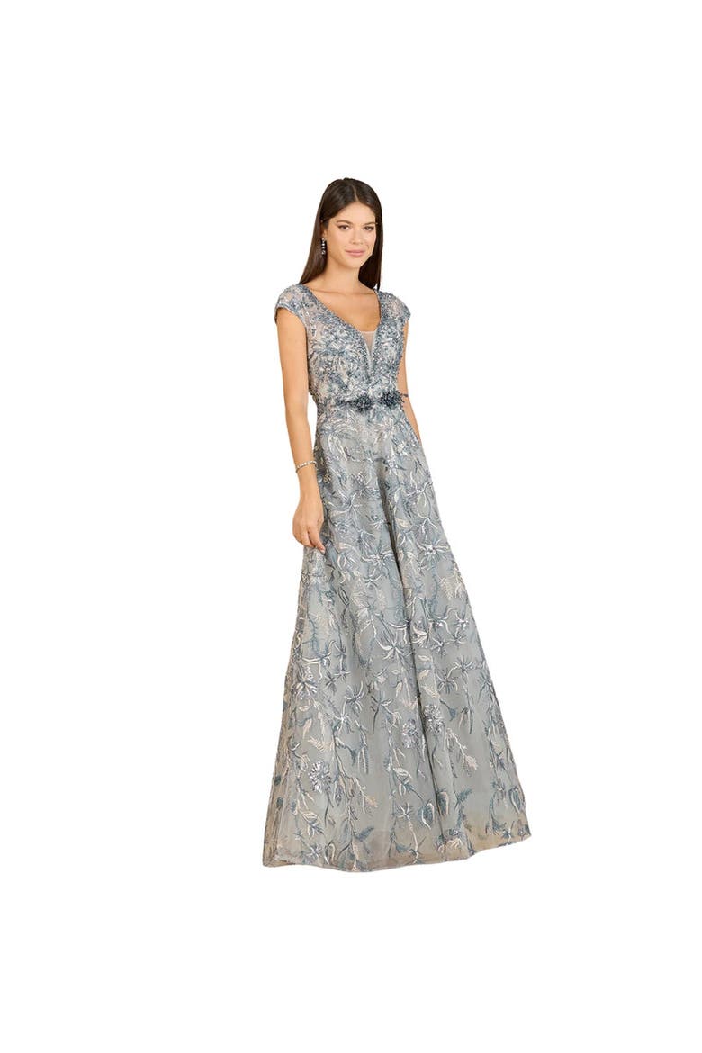 Lace Embellished A-Line Dress, Main, color, BlueMulti
