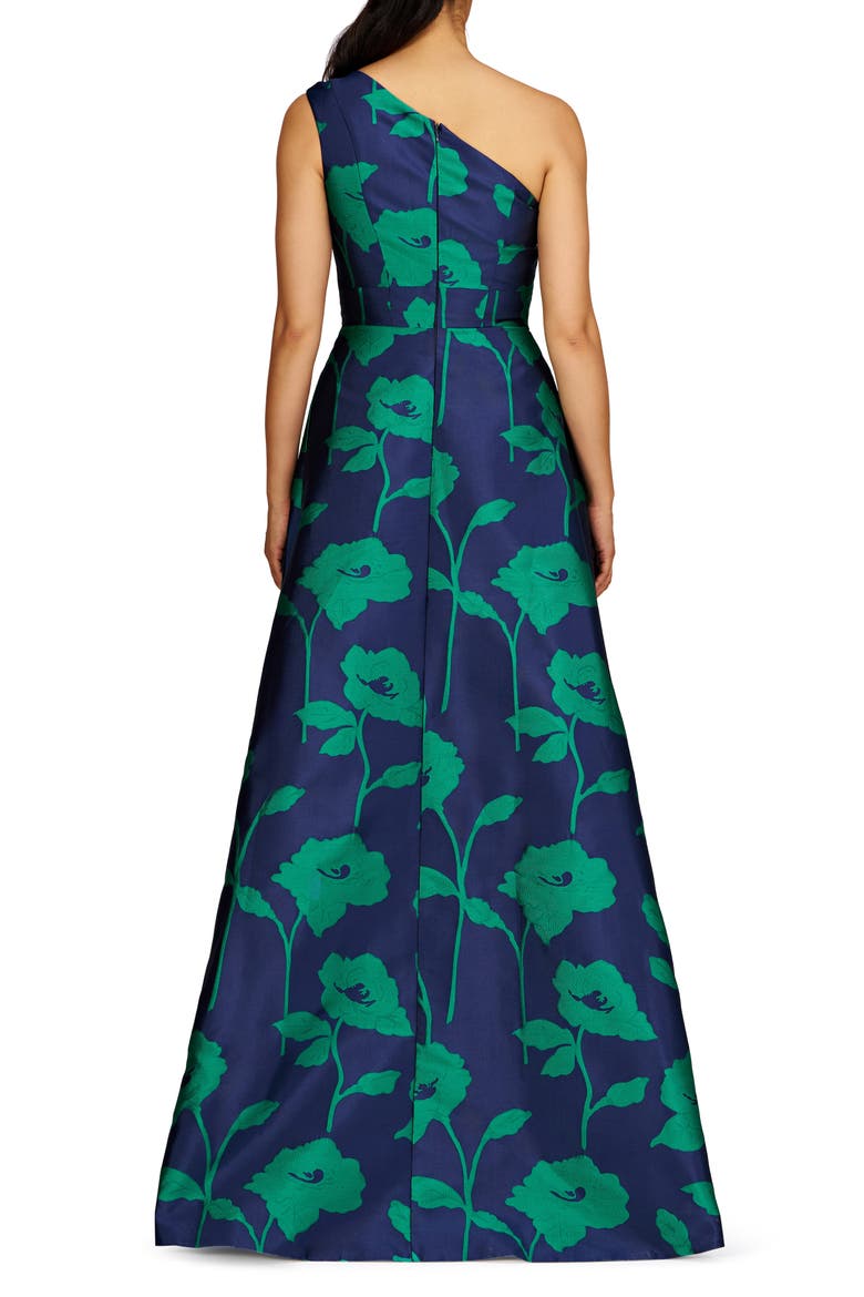 women one shoulder long dress medallion print Modern Day Glam Printed One Shoulder Asymmetrical Maxi Dress in Pink Floral