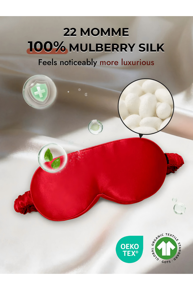 22 Momme Mulberry Silk Upgraded 3D Adjustable Eye Mask, Alternate, color, Wine
