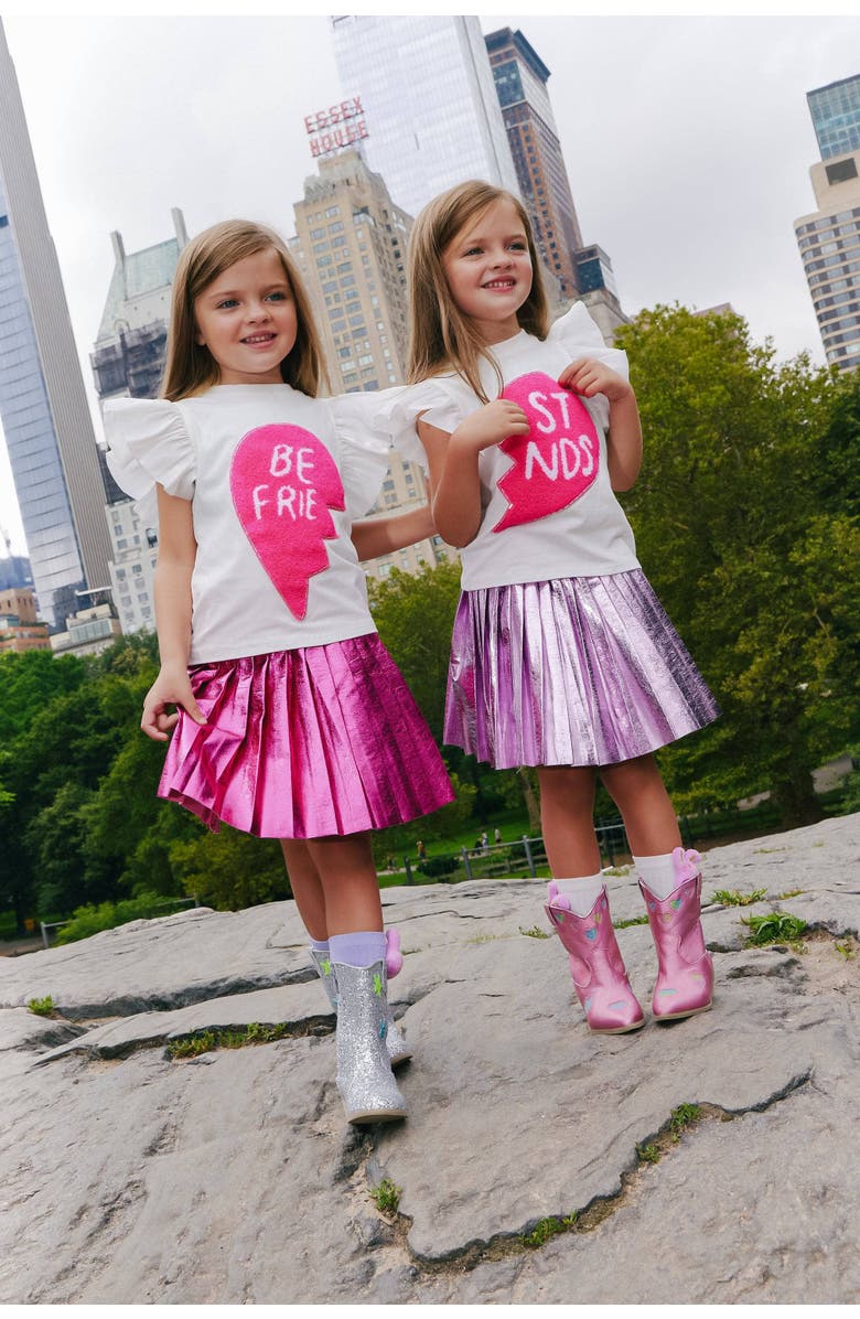 Lola + The Boys Foil Pleated Skirt, Alternate, color, Pastel Pink