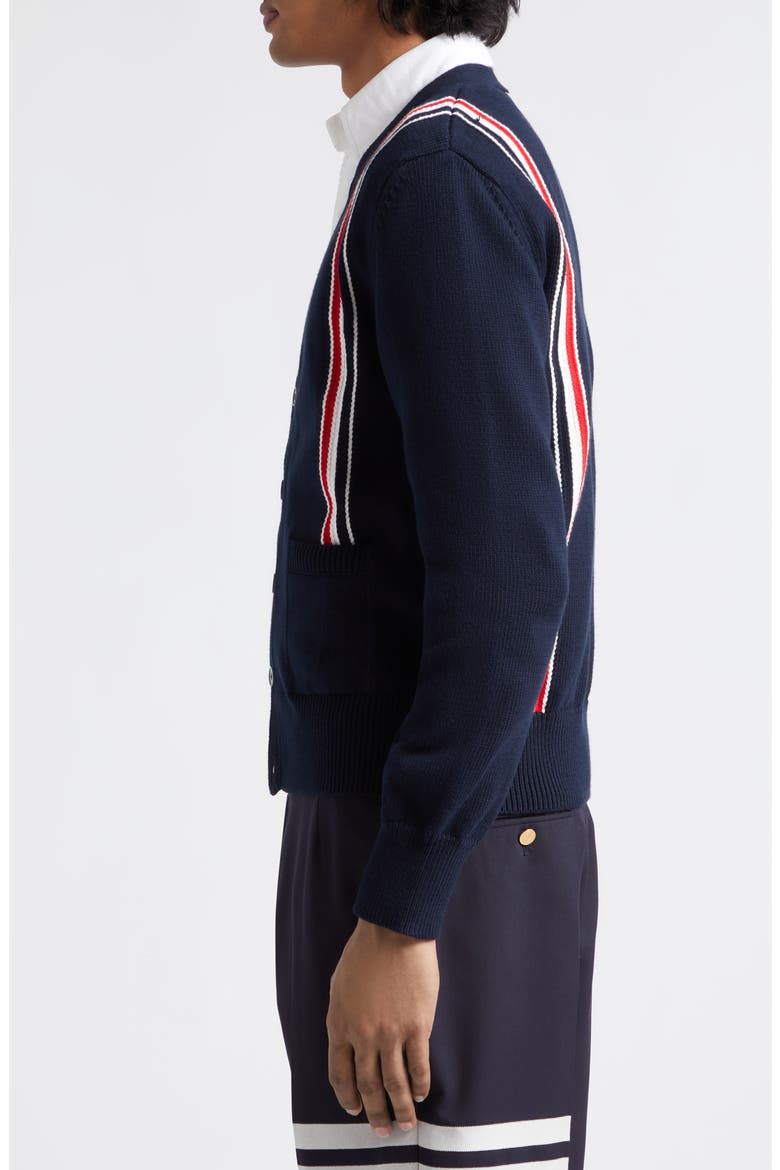 Stripe Cotton Cardigan, Alternate, color, NAVY