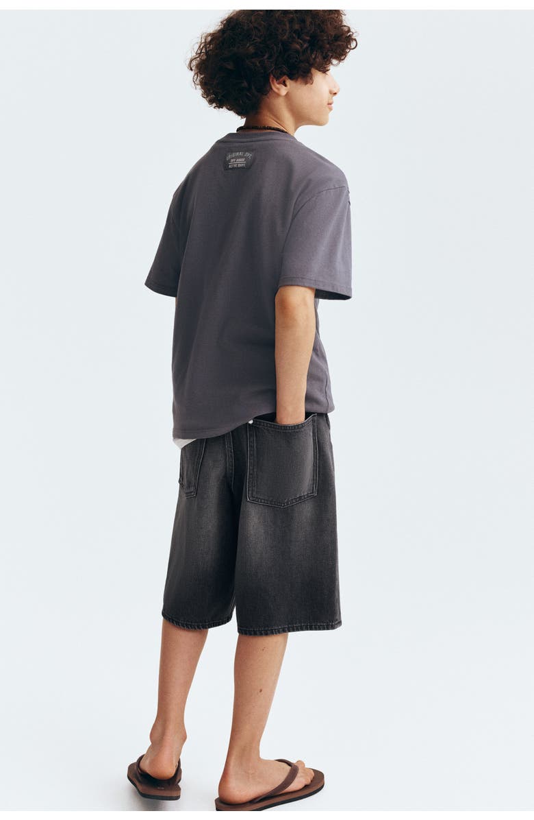 H&M Baggy-fit denim shorts, Alternate, color, Dark Denim Gray