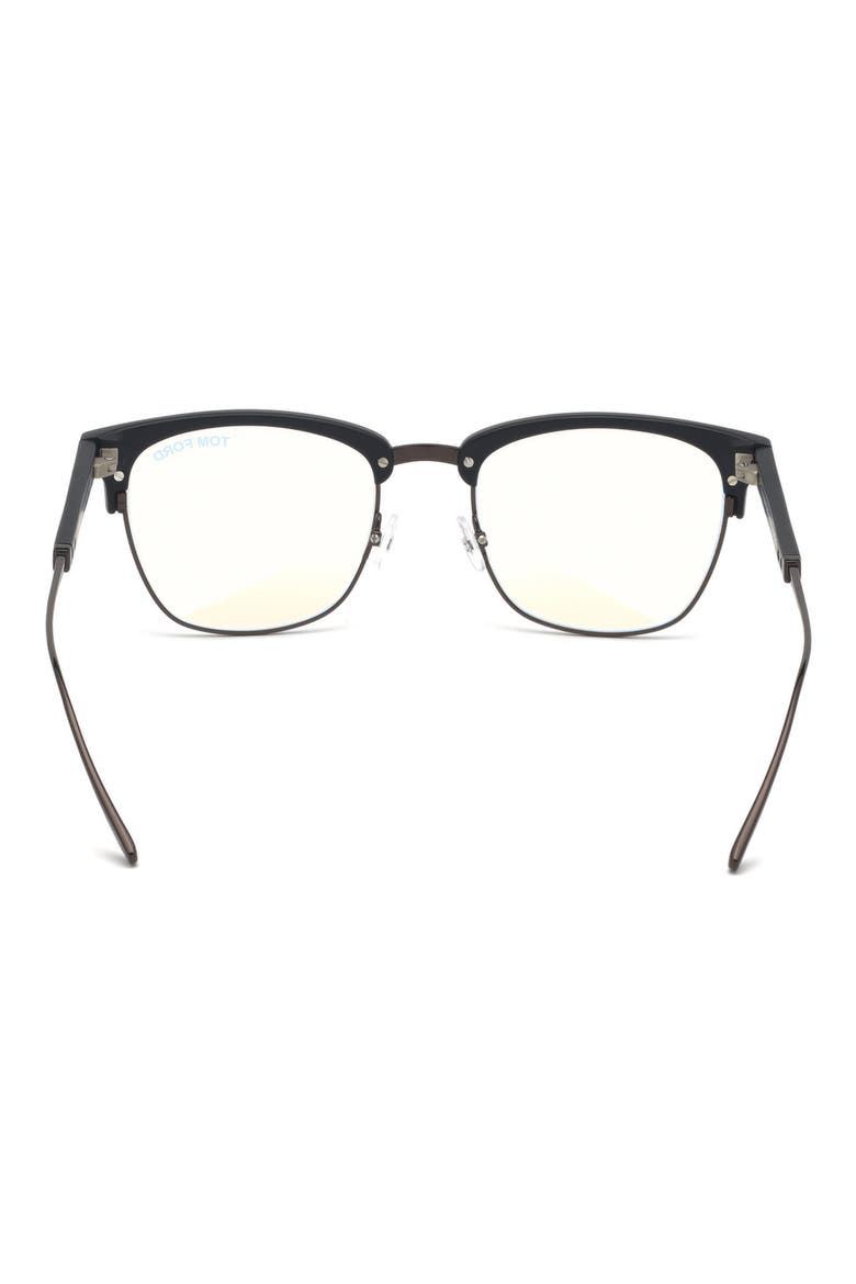 52mm Geometric Blue Light Blocking Optical Glasses, Alternate, color, BLACK RUTHENIUM / BLUE BLOCK