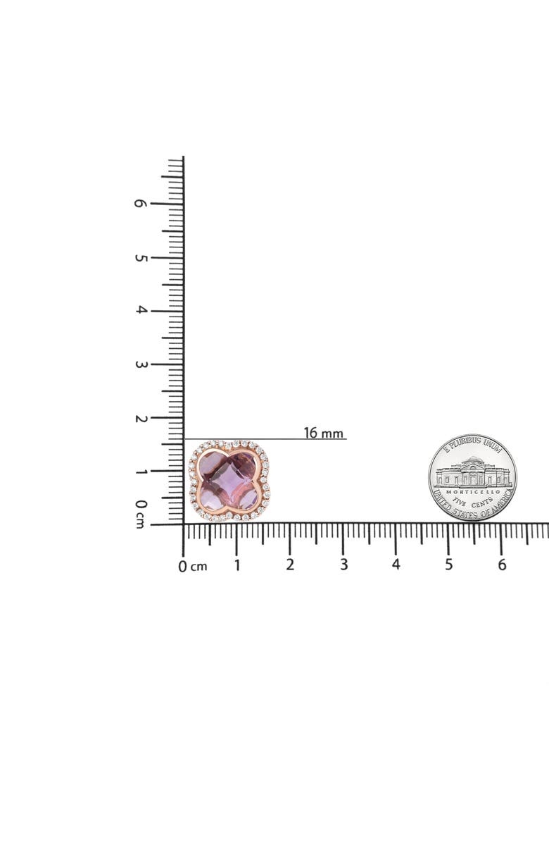 Haus of Brilliance 18K Rose Gold 3/8 Cttw Diamond & Amethyst Gemstone Clover Halo Stud Earrings, Alternate, color, Pink