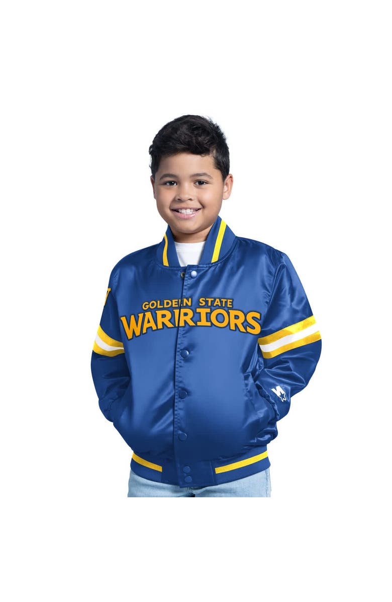 STARTER Youth Royal Golden State Warriors Scrimmage Full-Snap Varsity Jacket, Alternate, color, Royal