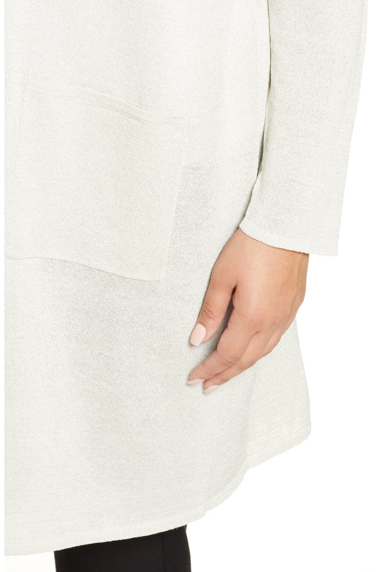 Metallic Flecked Long Cardigan, Alternate, color, BONE