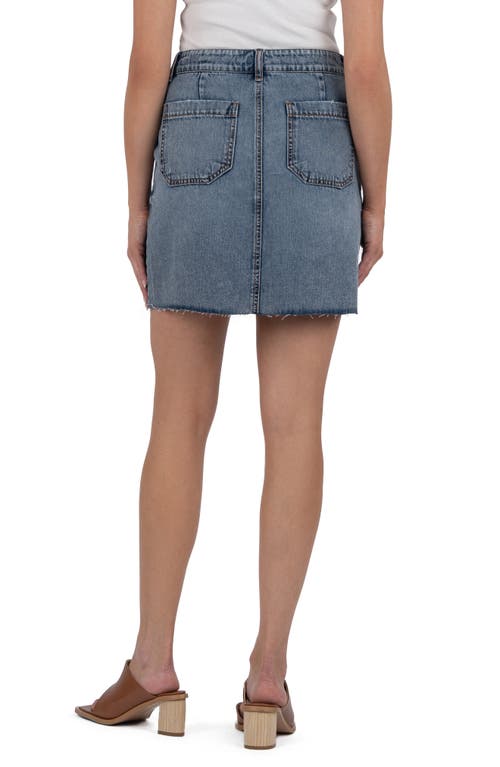 Kut From The Kloth Bristol Raw Hem Denim Skirt In Blue