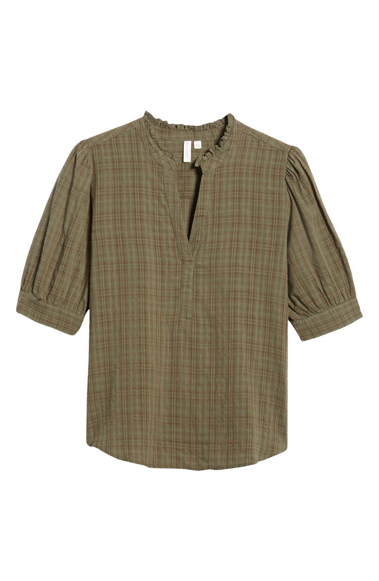 Treasure & Bond Split Neck Check Top, Alternate, color, 