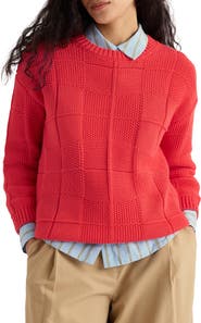 Seasalt Cornwall Hedge Rock Check Stitch Organic Cotton Blend Sweater