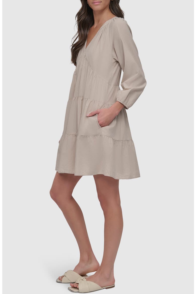 Tiered Babydoll Dress, Alternate, color, PEBBLE