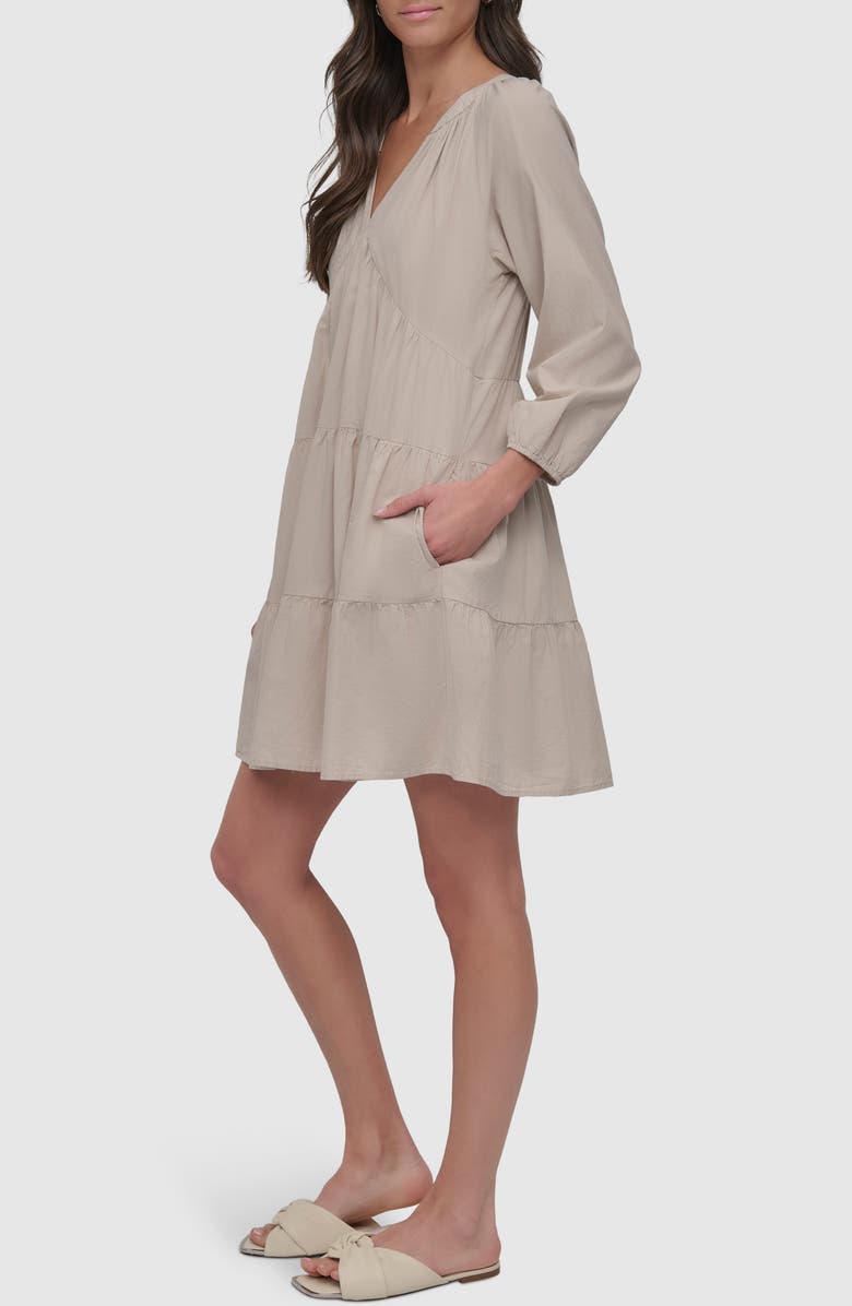DKNY Jeans Tiered Babydoll Dress, Alternate, color, Pebble