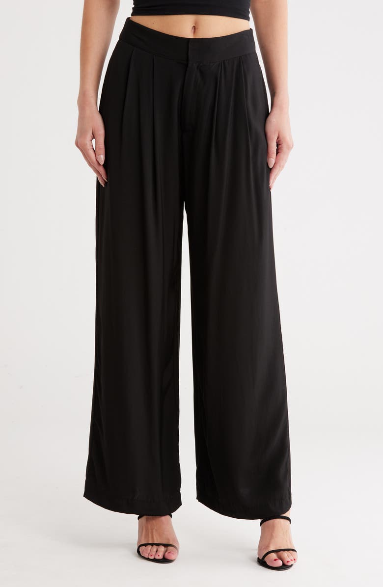 JASON WU High Waist Pleated Front Wide Leg Pants, Main, color, Black