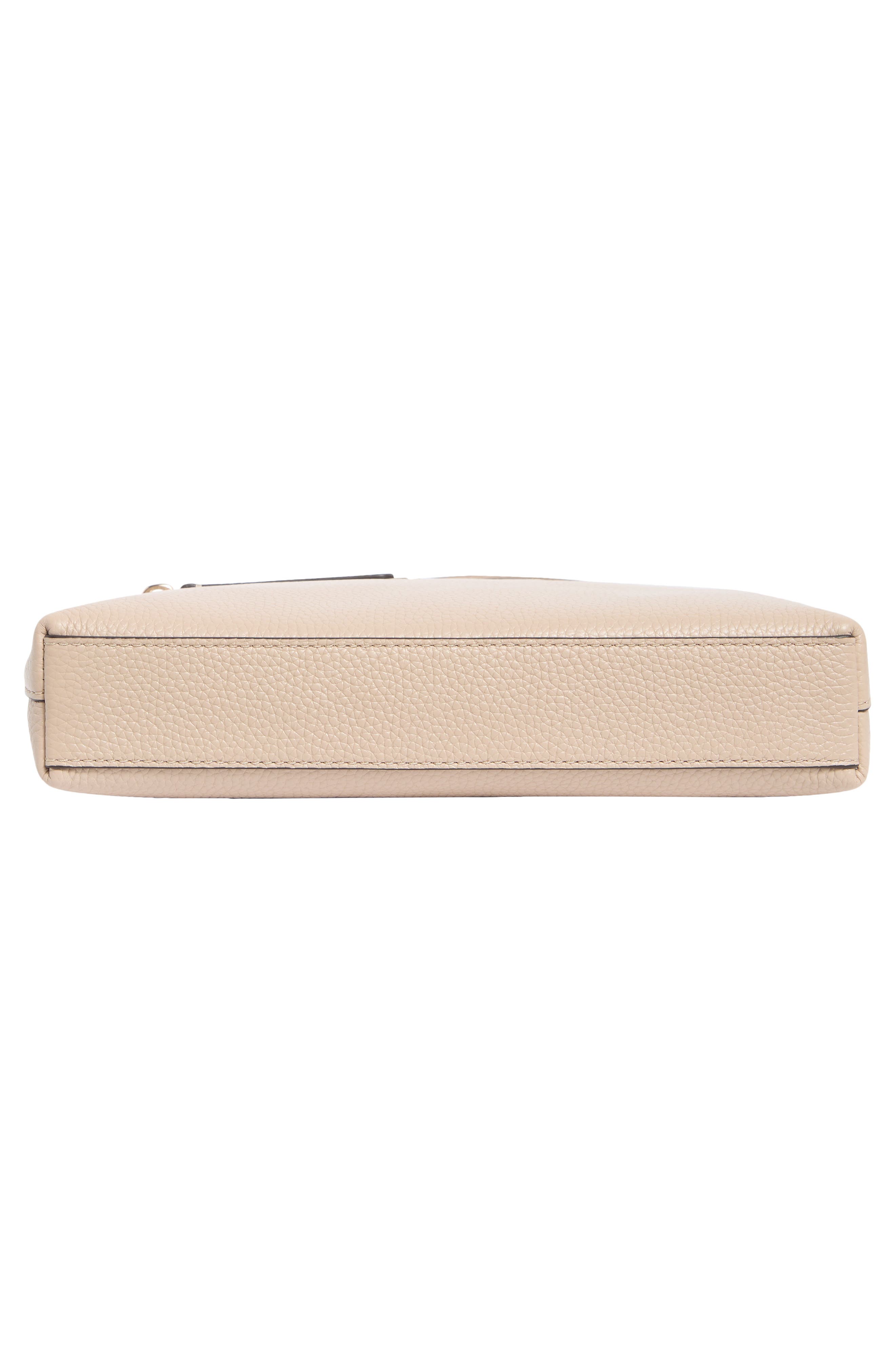 jackson top zip leather crossbody bag, Alternate, color, WARM BEIGE