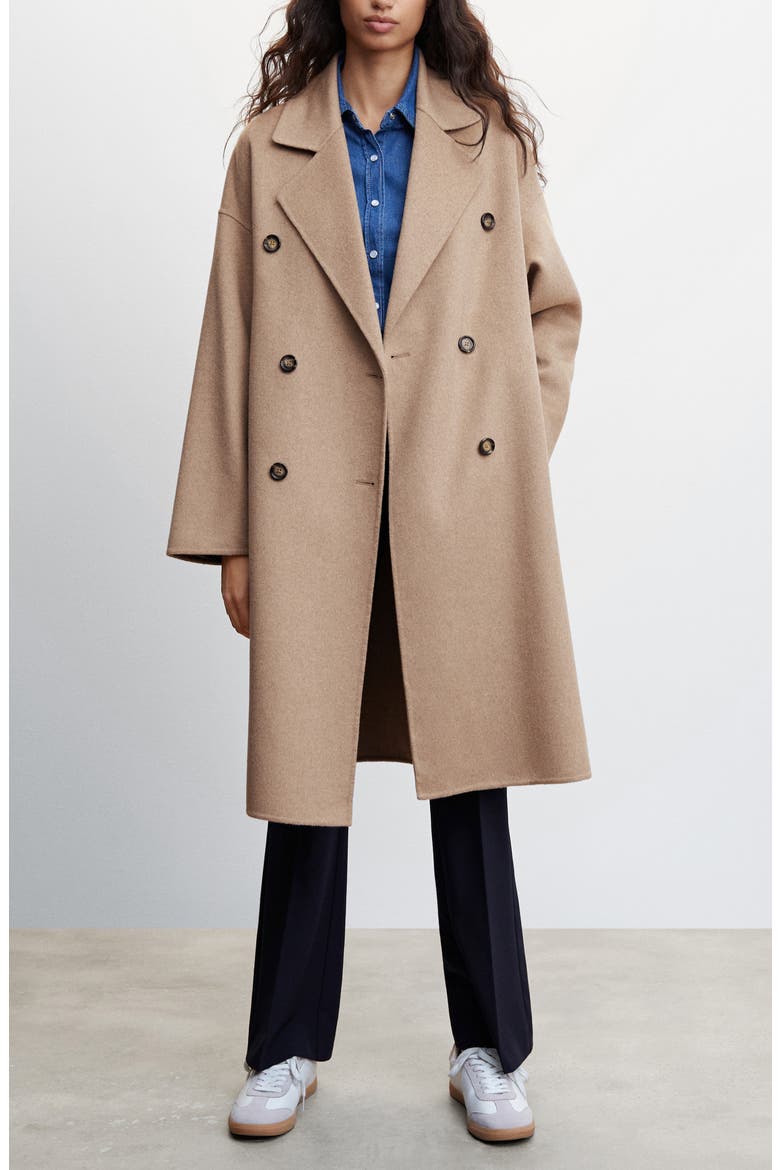 Oversize Double Breasted Wool Blend Coat, Alternate, color, MEDIUM BROWN