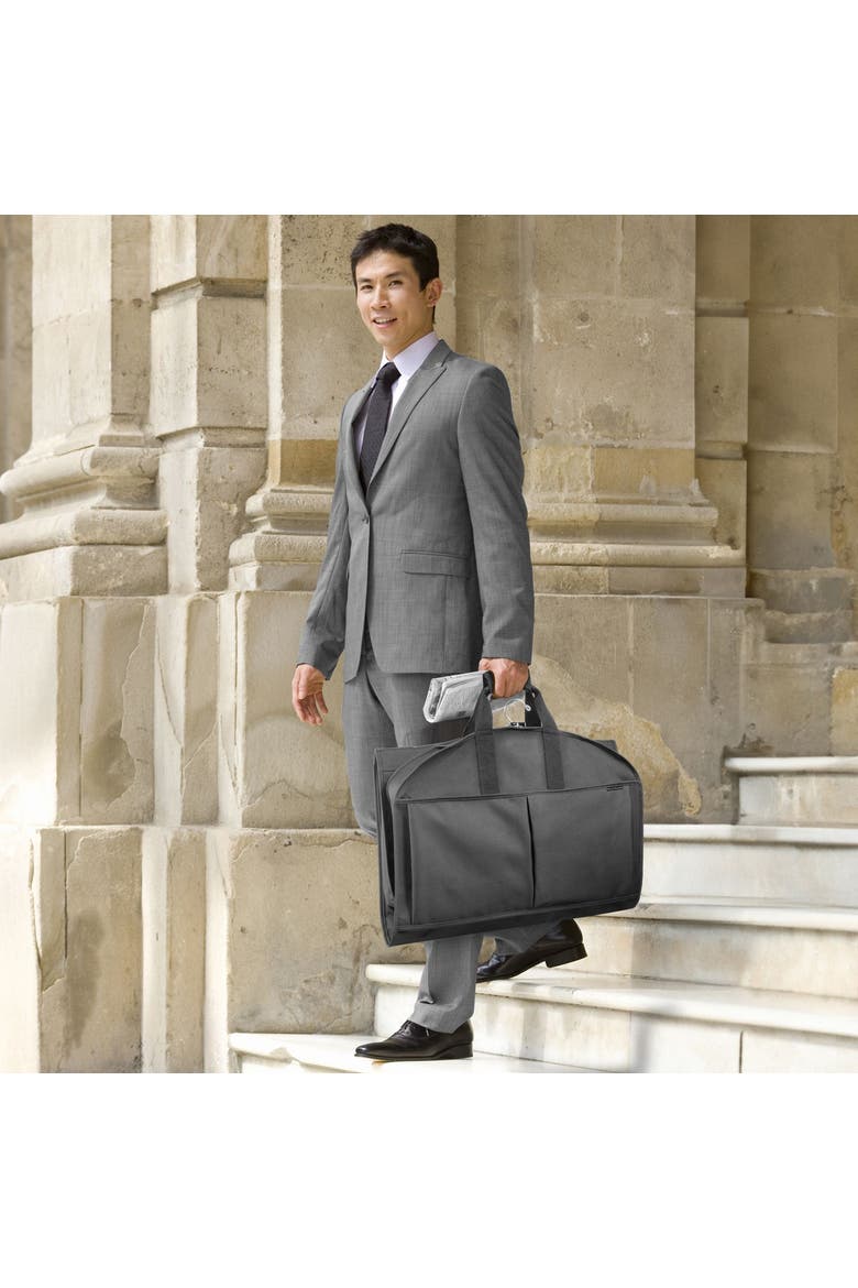 48" Deluxe Tri-Fold Travel Garment Bag with three pockets, Alternate, color, Black