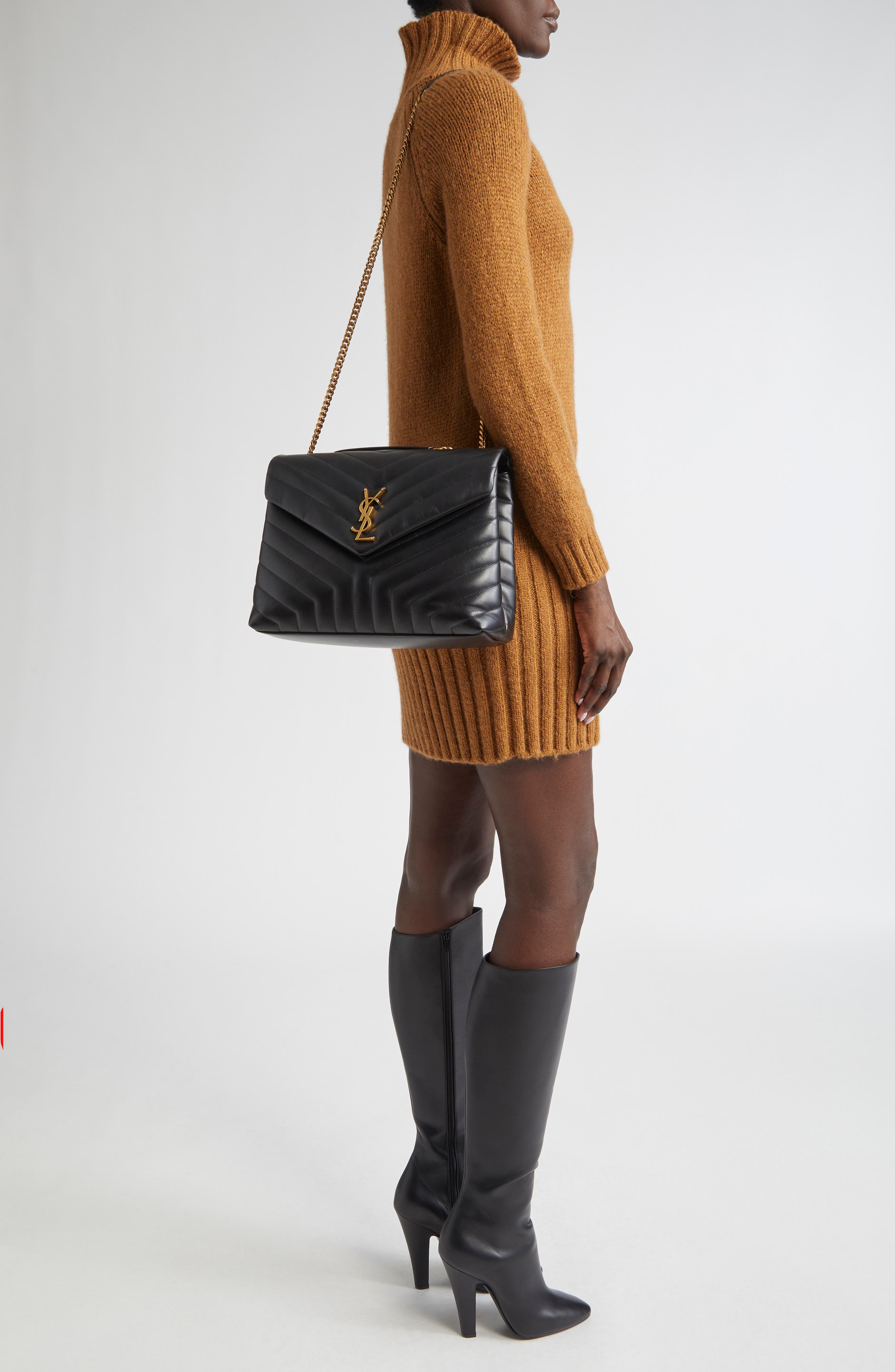 Saint Laurent Medium Loulou Matelassé Leather Shoulder Bag, Alternate, color, 