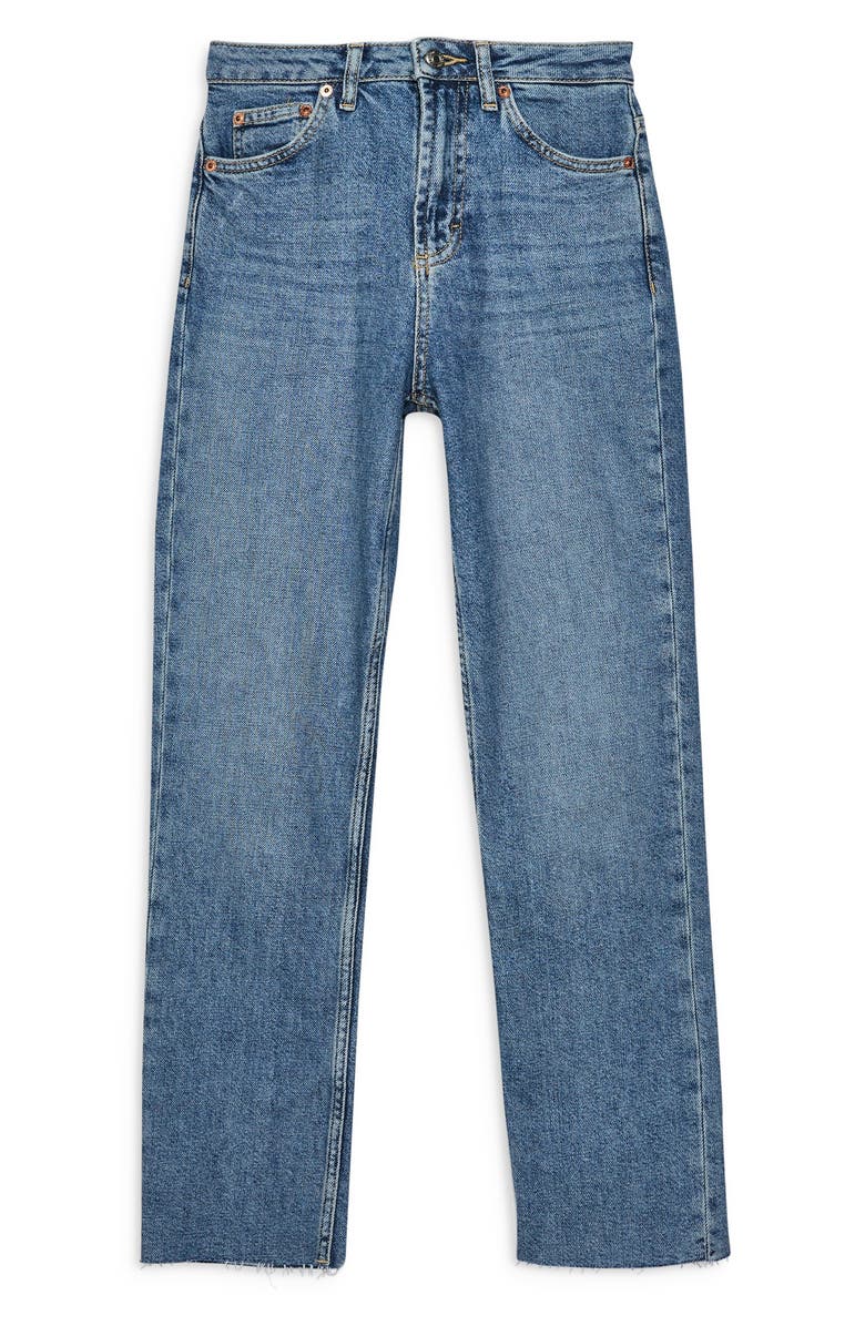 Topshop Straight Leg Raw Hem Jeans, Alternate, color, 