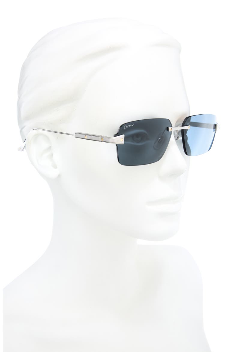 63mm Polarized Gradient Rectangular Sunglasses, Alternate, color, SILVER