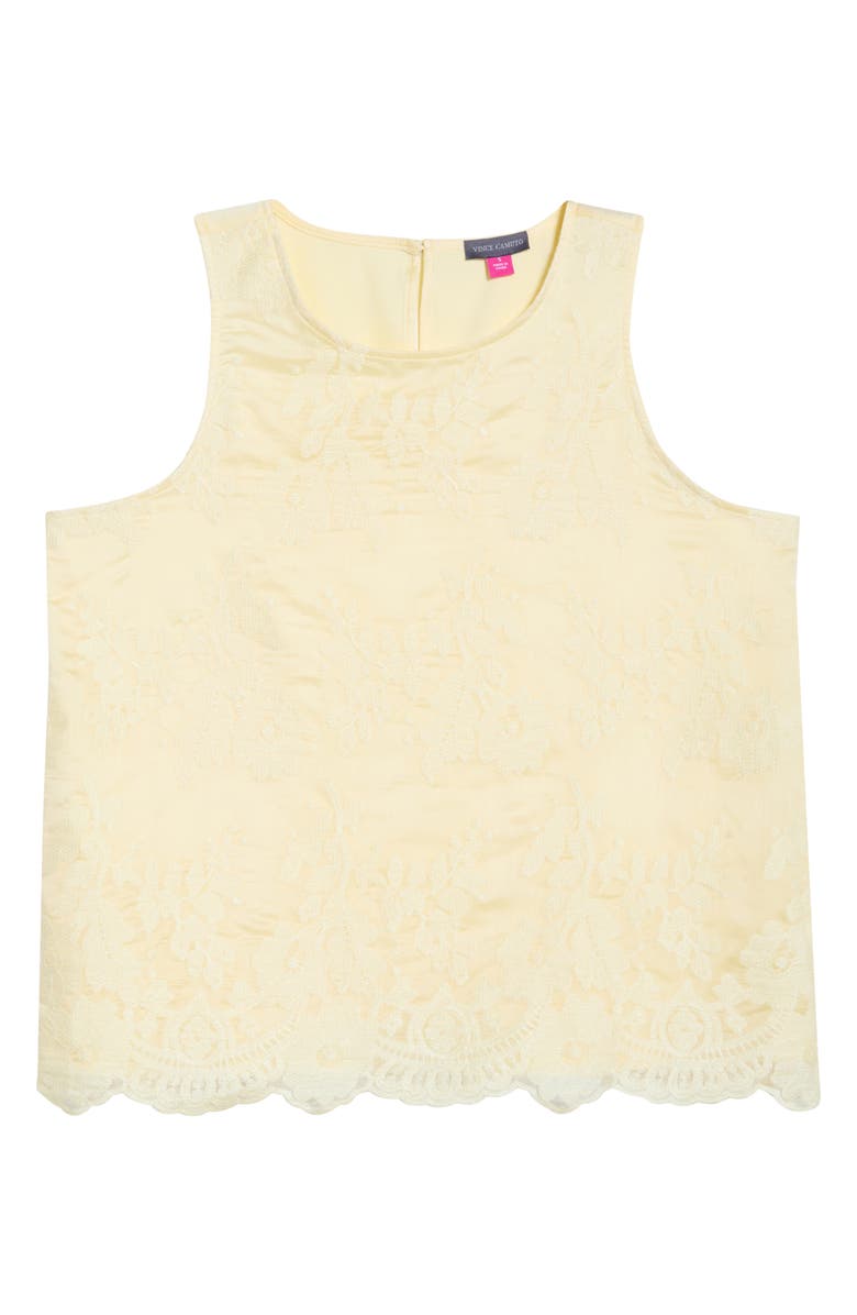 Vince Camuto Lace Overly Tank, Main, color, Lemon Cream