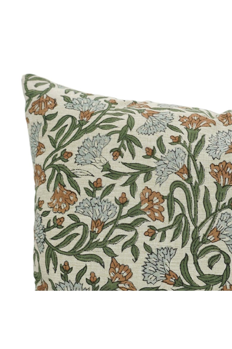 Thorny Stems  Handmade Block Printed Pillow Cover, Alternate, color, Green