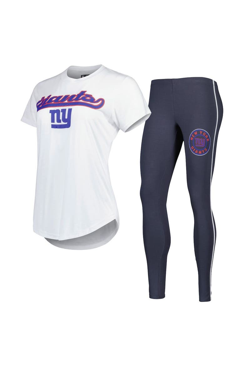 Women's Concepts Sport White/Charcoal New York Giants Sonata T-Shirt & Leggings Sleep Set, Main, color, White