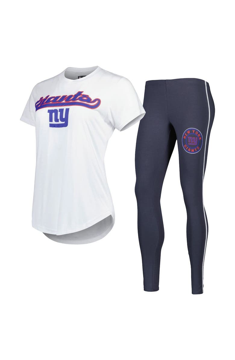 CONCEPTS SPORT Women's Concepts Sport White/Charcoal New York Giants Sonata T-Shirt & Leggings Sleep Set, Main, color, White