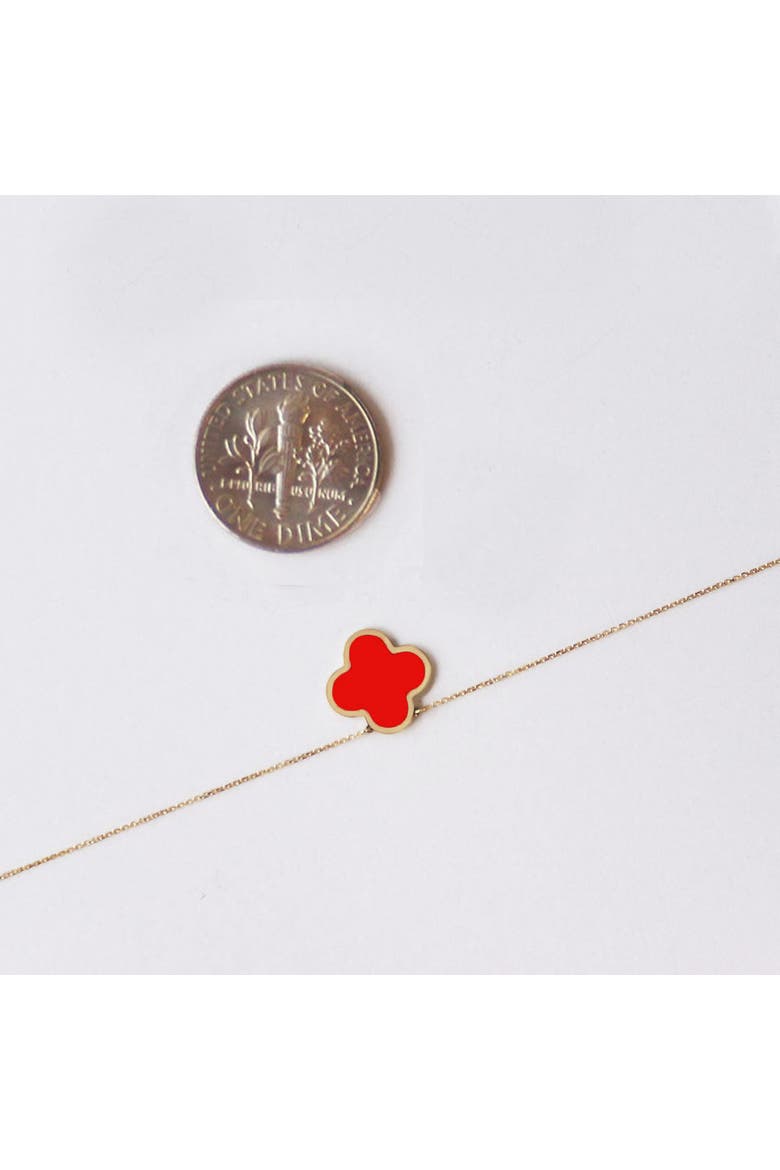 Small Coral Single Clover Necklace, Alternate, color, Coral