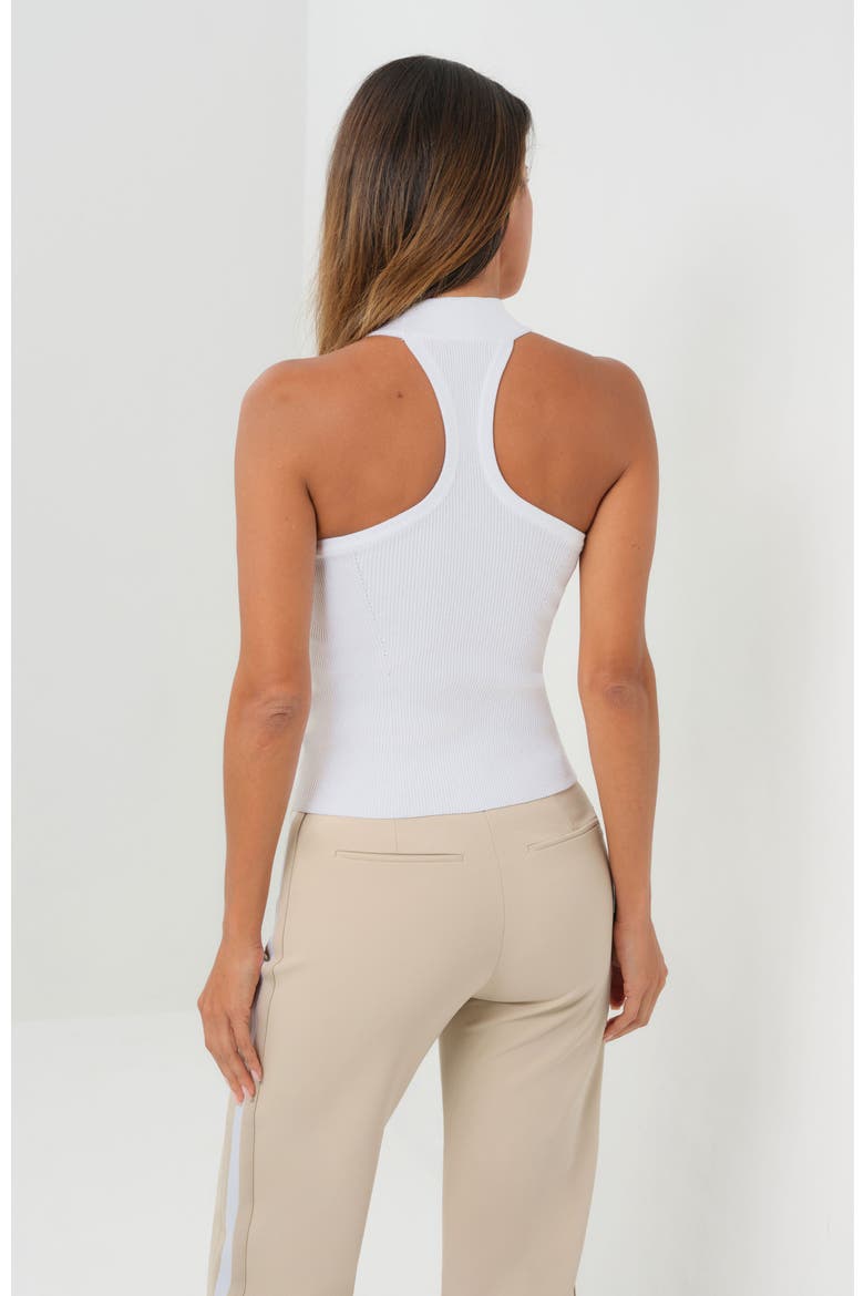 Hanna Halter High Power Rib Halter Sweater Top, Alternate, color, White