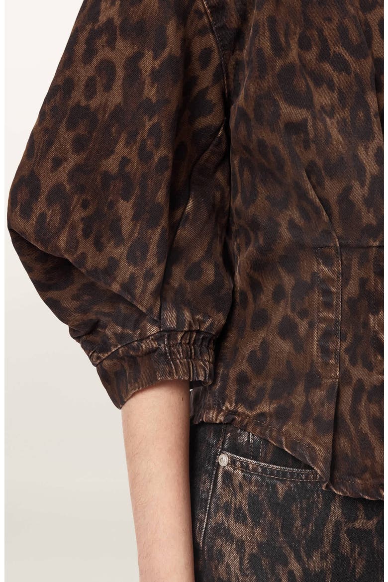 Nancy Bishop Sleeve Denim Top, Alternate, color, LEOPARD BROWN