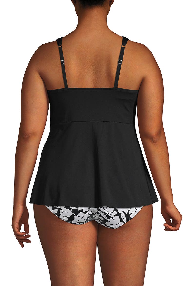 Adjustable Scoop Neck Flutter Tankini Top, Alternate, color, Black