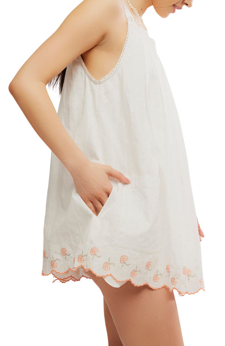 Free People Latecia Embroidered Cotton Babydoll Minidress, Alternate, color, Ivory Combo