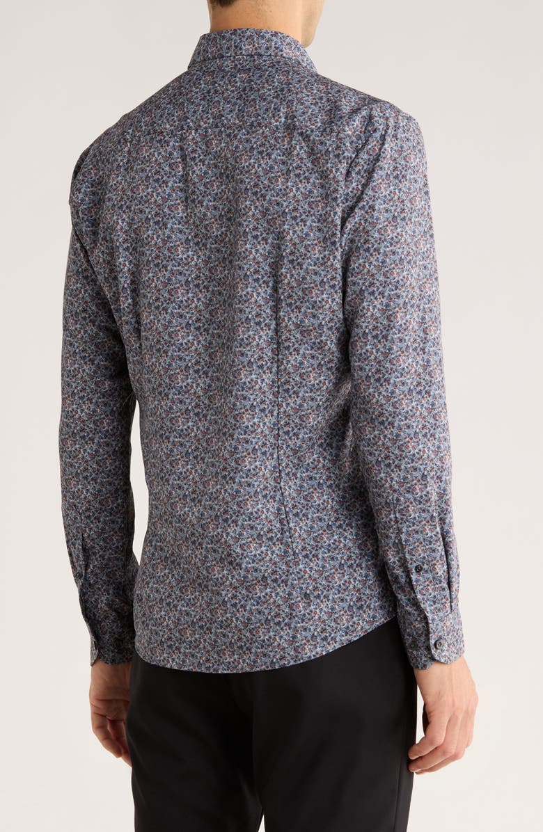 SOUL OF LONDON Floral Stretch Button-Up Shirt, Alternate, color, Grey / Gris