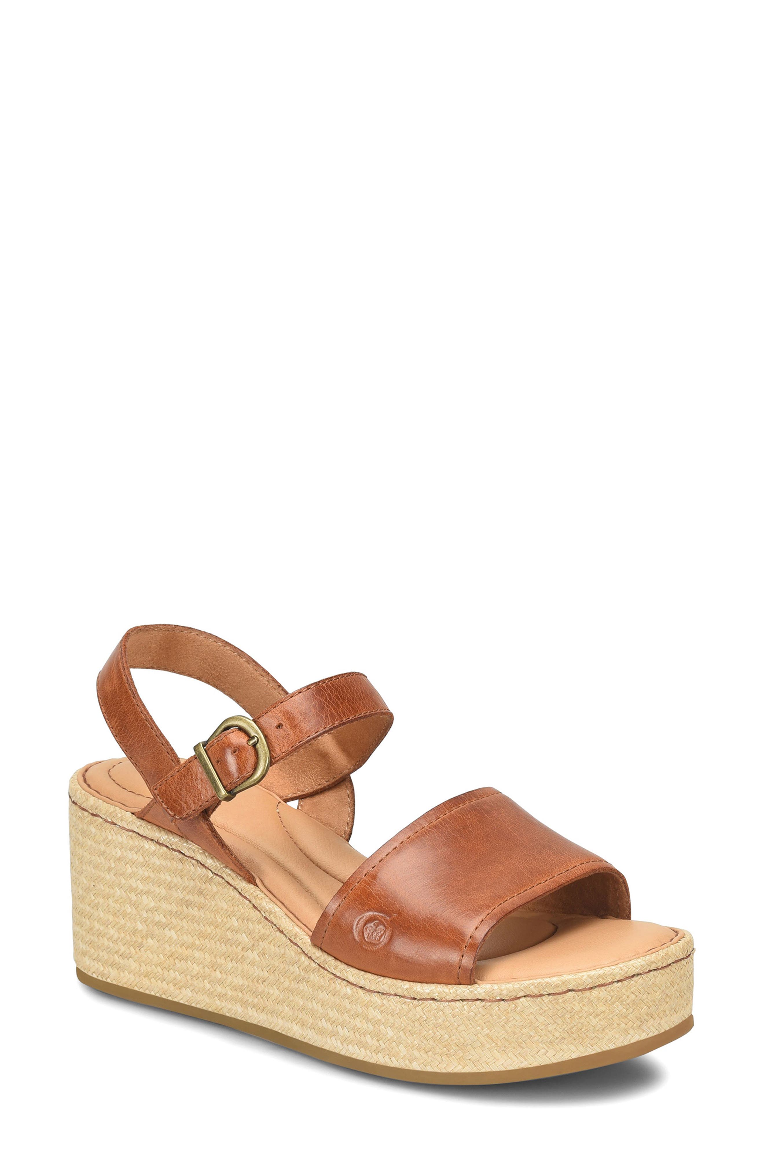 Børn Santos Platform Wedge Sandal, Main, color, Brown Leather