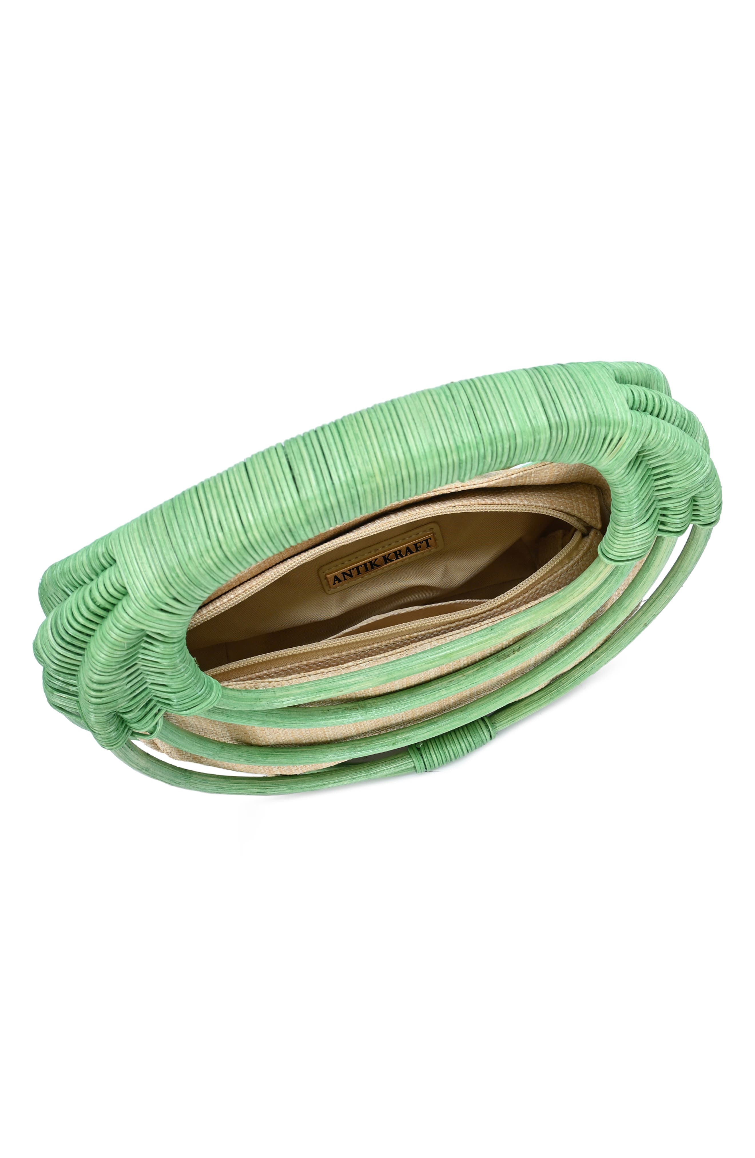 Wicker Structured Handheld Bag, Alternate, color, GREEN
